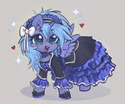 Size: 1935x1616 | Tagged: safe, artist:krista-21, derpibooru import, princess luna, alicorn, pony, bow, clothes, commission, commissioner:shaddar, cute, dress, female, filly, filly luna, foal, hair bow, image, png, solo, victorian, woona, younger