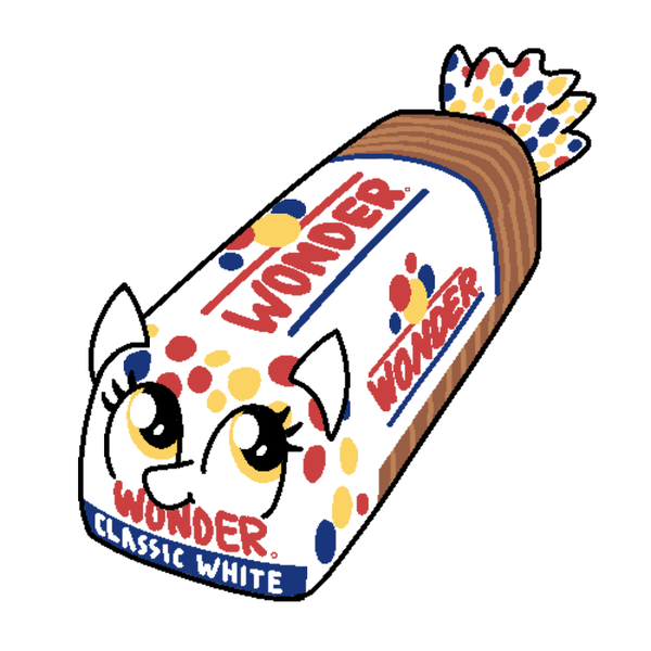 Size: 1000x1000 | Tagged: safe, artist:purblehoers, derpibooru import, bread, food, image, looking at you, lying down, ms paint, png, ponyloaf, prone, simple background, solo, white background, wonder bread