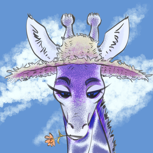 Size: 3650x3650 | Tagged: safe, artist:kovoranu, derpibooru import, rarity, giraffe, alternate universe, female, g4, giraffied, hat, horns, image, png, solo, species swap