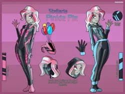 Size: 2500x1875 | Tagged: safe, artist:devillustart, derpibooru import, oc, oc:pinkie pie(prisoners of the moon), unofficial characters only, human, breasts, clothes, fireheart76's latex suit design, g4, gloves, humanized, humanized oc, image, jpeg, latex, latex boots, latex gloves, latex suit, prisoners of the moon, rubber, rubber boots, rubber gloves, rubber suit