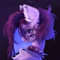 Size: 2000x2000 | Tagged: safe, artist:unt3n, derpibooru import, oc, pony, blue eyes, bust, chains, collar, ear piercing, earring, image, jewelry, piercing, png, portrait, solo