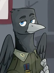 Size: 520x700 | Tagged: safe, artist:bunnyshrubby, derpibooru import, oc, oc:jan onverschrikt, unofficial characters only, gryphon, equestria at war mod, bust, clothes, griffon oc, image, medal, military uniform, png, portrait, solo, uniform