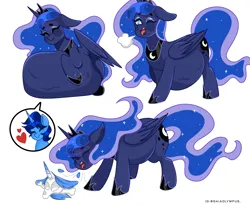 Size: 5000x4128 | Tagged: suggestive, derpibooru import, princess luna, oc, oc:blue thunder, alicorn, unicorn, abdominal bulge, belly, big belly, bone, burp, dead, death, disposal, fetish, horn, image, oral vore, pellet, png, poop, post-vore, scat, skull, vore