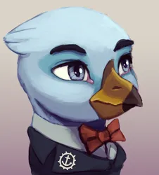 Size: 2487x2746 | Tagged: safe, artist:mrscroup, derpibooru import, oc, oc:clotbeak de altesburg, unofficial characters only, gryphon, equestria at war mod, anchor, bowtie, bust, clothes, cog, griffon oc, image, png, portrait, solo