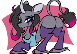 Size: 2388x1668 | Tagged: suggestive, artist:steelsoul, derpibooru import, oleander (tfh), them's fightin' herds, butt, community related, image, looking back, plot, png