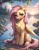 Size: 987x1280 | Tagged: safe, ai content, machine learning generated, prompter:midnightdashie, fluttershy, pegasus, pony, blushing, female, g4, image, jpeg, looking at you, smiling at you, solo, solo female, wings