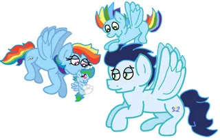 Size: 749x474 | Tagged: safe, artist:snoopy7c7, ponerpics import, ponybooru import, rainbow dash, soarin', oc, pegasus, pony, baby, baby pony, colt, female, filly, foal, image, jpeg, male, mare, offspring, parent:rainbow dash, parent:soarin', parents:soarindash, shipping, soarindash, stallion, straight