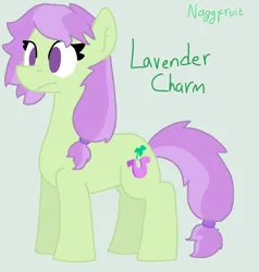 Size: 2760x2894 | Tagged: safe, artist:naggfruit, derpibooru import, oc, oc:lavender charm, unofficial characters only, female, image, offspring, parent:marble pie, parent:trouble shoes, parent:troubleshoes clyde, parents:marbleshoes, png, simple background, solo, two toned mane