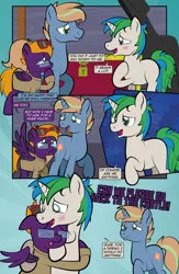 Size: 1920x2948 | Tagged: safe, artist:alexdti, derpibooru import, oc, oc:brainstorm (alexdti), oc:purple creativity, oc:star logic, pegasus, pony, unicorn, comic:quest for friendship retold, blushing, crying, female, horn, hug, image, male, mare, png, stallion, tears of joy