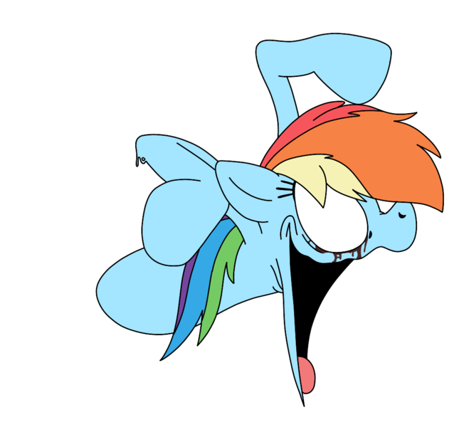 Size: 1087x1000 | Tagged: safe, artist:thedangbooper, derpibooru import, rainbow dash, oc, oc:grumeshed, pegasus, image, png, simple background, skinwalker, smiling, solo, transparent background, wip