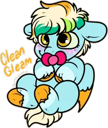 Size: 1408x1671 | Tagged: safe, artist:sexygoatgod, derpibooru import, oc, oc:clean gleam, unofficial characters only, hybrid, pony, baby, baby pony, image, pacifier, parent:oc:rainbow spark, parent:oc:toxic spark, pegabat, png, simple background, solo, transparent background