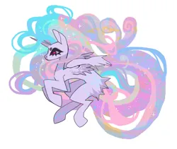 Size: 850x717 | Tagged: safe, artist:cutesykill, derpibooru import, princess celestia, alicorn, pony, alternate design, alternate eye color, beanbrows, big ears, butt fluff, colored, colored eyebrows, colored wings, colored wingtips, ethereal mane, ethereal tail, eyebrows, female, flying, g4, glow, glowing mane, glowing tail, horn, image, impossibly long mane, impossibly long tail, long horn, long mane, mare, missing cutie mark, multicolored mane, multicolored tail, narrowed eyes, no catchlights, partially open wings, pink eyes, png, profile, raised hoof, raised hooves, simple background, slit pupils, solo, sparkles, sparkly mane, sparkly tail, tail, tall ears, thick eyelashes, two toned wings, unicorn horn, wavy mane, wavy tail, white background, white coat, wings
