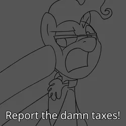 Size: 800x800 | Tagged: safe, artist:unitxxvii, derpibooru import, mayor mare, grayscale, horse taxes, image, monochrome, png, solo focus