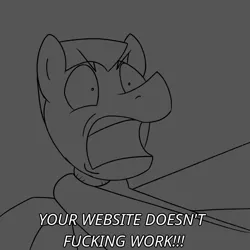 Size: 800x800 | Tagged: safe, artist:unitxxvii, derpibooru import, oc, grayscale, horse taxes, image, monochrome, open mouth, png, solo focus, vulgar