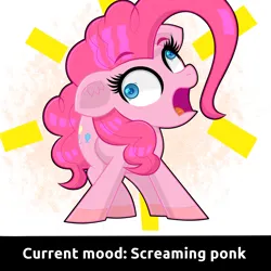 Size: 1500x1500 | Tagged: safe, artist:scandianon, derpibooru import, pinkie pie, earth pony, pony, derp, female, image, jpeg, mare, meme, open mouth, screaming, wall eyed