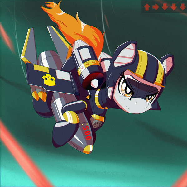 Size: 1500x1500 | Tagged: safe, artist:trackheadtherobopony, derpibooru import, original species, plane pony, pony, robot, robot pony, arrow, bomb, eagle (helldivers), flying, image, laser, missile, plane, png, weapon