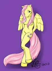 Size: 562x762 | Tagged: suggestive, artist:lizstaley, derpibooru import, fluttershy, anthro, pegasus, unguligrade anthro, arm behind back, breasts, female, frown, godiva hair, image, jpeg, solo, strategically covered