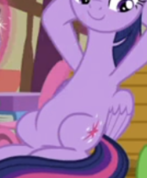 Size: 698x847 | Tagged: safe, derpibooru import, screencap, twilight sparkle, twilight sparkle (alicorn), alicorn, pony, yakity-sax, belly, cropped, g4, image, pictures of bellies, png, reclining, sitting, smiling, solo