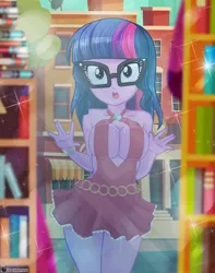 Size: 1531x1940 | Tagged: suggestive, artist:charliexe, ponerpics import, twilight sparkle, equestria girls, breasts, clothes, dress, female, glasses, image, jpeg