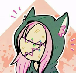 Size: 563x536 | Tagged: artist needed, safe, derpibooru import, fluttershy, pegasus, chibi, crossover, cute, dead by daylight, ears, image, jpeg, mask, the legion