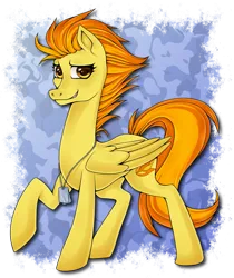 Size: 857x1022 | Tagged: safe, artist:cruxisma, derpibooru import, spitfire, pegasus, pony, abstract background, dog tags, g4, image, old art, png, solo
