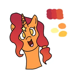 Size: 479x490 | Tagged: safe, artist:nukepony360, derpibooru import, oc, oc:dorada dusk, unofficial characters only, pony, unicorn, bust, female, hair tie, horn, horn jewelry, image, jewelry, mare, png, portrait, simple background, solo