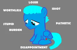 Size: 3344x2200 | Tagged: safe, artist:memeartboi, derpibooru import, ponified, pegasus, pony, angst, burden, colt, cover art, crying, deep state, depressed, depression, disappointment, foal, gumball watterson, hopeless, hurt/comfort, idiot, image, loser, male, miserable, negative thoughts, neglect, pathetic, png, poster, sad, sad pony, sniffing, stupid, the amazing world of gumball, upset, wings, worthless