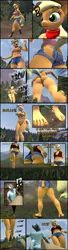 Size: 1003x3675 | Tagged: suggestive, artist:antonioy111, derpibooru import, applejack, anthro, earth pony, plantigrade anthro, pony, 3d, barefoot sandals, feet, forest, growth, image, jpeg, macro, micro, nature, nudity, tree, walking