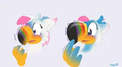 Size: 1280x710 | Tagged: safe, artist:foxxy-arts, derpibooru import, oc, oc:foxxy hooves, bird, hippogriff, toucan, blushing, female to male, hippogriff oc, image, jpeg, open mouth, open smile, rule 63, smiling, toucan sam, transformation, transformation sequence, transgender transformation