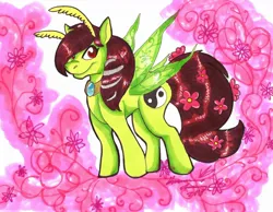 Size: 1280x991 | Tagged: safe, artist:gutsopossum, derpibooru import, oc, unofficial characters only, original species, pony, abstract background, antennae, image, insect wings, jpeg, solo, traditional art, wings