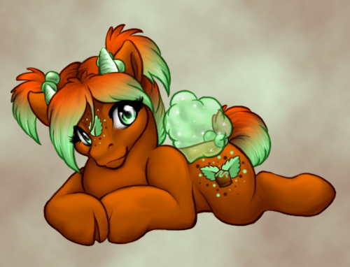 Size: 500x382 | Tagged: safe, artist:clemikou, derpibooru import, oc, unofficial characters only, flutter pony, goat, goat pony, original species, pony, female, image, lying down, pigtails, png, prone, solo