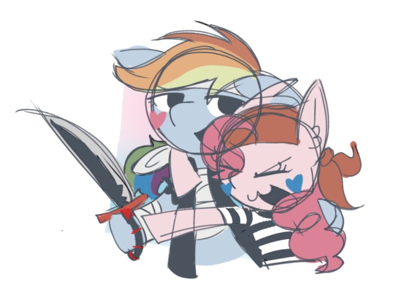 Size: 1363x1022 | Tagged: safe, artist:appledash3r_, derpibooru import, idw, pinkie pie, rainbow dash, earth pony, pegasus, pony, :3, ><, bandage, bandaged leg, blue coat, clothes, colored, colored sketch, curly mane, desaturated, duo, duo female, ear fluff, eyes closed, female, flat colors, floppy ears, g4, head scarf, hoof hold, hug, idw reference, image, jpeg, lesbian, lidded eyes, makeup, mare, multicolored hair, multicolored mane, no catchlights, open mouth, open smile, passepartout, pink coat, pink mane, pinkiedash, pirate pinkie pie, pirate rainbow dash, rainbow hair, shipping, shirt, simple background, sketch, smiling, striped shirt, sword, tall ears, weapon, white background