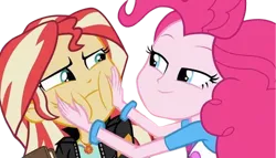 Size: 4396x2520 | Tagged: safe, derpibooru import, edit, edited screencap, editor:homersimpson1983, screencap, pinkie pie, sunset shimmer, human, equestria girls, background removed, duo, duo female, female, g4, image, not a vector, png, puffy cheeks, squishy cheeks