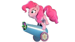 Size: 3840x2160 | Tagged: safe, derpibooru import, gummy, pinkie pie, earth pony, pony, 3d, 3d model, 4k, element of laughter, high res, image, party cannon, png, simple background, source filmmaker, transparent background