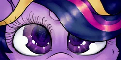 Size: 4096x2048 | Tagged: safe, artist:stinkygooby, derpibooru import, twilight sparkle, twilight sparkle (alicorn), alicorn, pony, close-up, crossover, extreme close up, eye lashes, eye reflection, female, g4, high res, image, jpeg, looking at you, mare, reflection, solo