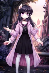 Size: 512x768 | Tagged: safe, ai content, derpibooru import, generator:perchance, octavia melody, anthro, clothes, coat, dress, four hands, image, jpeg, solo