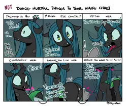 Size: 2963x2489 | Tagged: safe, artist:icey, derpibooru import, queen chrysalis, oc, oc:anon, changeling, changeling queen, bugbutt, butt, changeling feeding, chrysalass, dialogue, doing loving things, female, growth, high res, hissing, image, meme, not doing hurtful things to your waifu, plot, png, weight gain