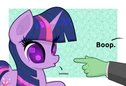 Size: 2200x1500 | Tagged: safe, artist:scandianon, derpibooru import, twilight sparkle, oc, oc:anon, pony, unicorn, abstract background, boop, cute, female, horn, image, imminent boop, looking at someone, mare, png, twiabetes, unicorn twilight