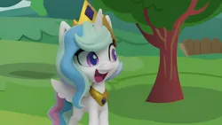 Size: 1920x1080 | Tagged: safe, derpibooru import, edit, edited screencap, screencap, princess celestia, alicorn, pony, my little pony: pony life, my little pony: stop motion short, cute, g4, image, jpeg, smiling