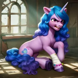 Size: 1024x1024 | Tagged: safe, ai content, derpibooru import, machine learning generated, stable diffusion, izzy moonbow, unicorn, g5, generator:pony diffusion v6 xl, horn, image, jpeg