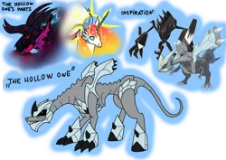 Size: 1414x1000 | Tagged: safe, artist:zetikoopa, derpibooru import, oc, oc:rainbow of void, alicorn, dragon, kyurem, concave belly, emaciated, image, legendary pokémon, necrozma, png, pokémon, rainbow of darkness, rainbow of light, ribs, skinny, spine, thin, weak form