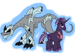 Size: 1414x1000 | Tagged: safe, artist:zetikoopa, derpibooru import, oc, oc:rainbow of void, oc:violet judge, pony, unicorn, crystal, horn, image, male, png, scar, stallion, unicorn oc, weak form