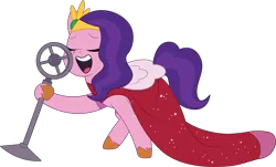 Size: 2215x1336 | Tagged: safe, artist:prixy05, derpibooru import, pipp petals, pegasus, pony, g5, my little pony: tell your tale, clothes, dress, eyes closed, female, image, mare, microphone, microphone stand, png, simple background, singing, solo, transparent background, vector