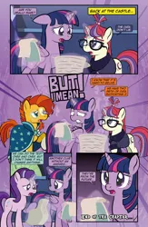 Size: 1920x2948 | Tagged: safe, artist:alexdti, derpibooru import, moondancer, starlight glimmer, sunburst, twilight sparkle, twilight sparkle (alicorn), alicorn, pony, comic:quest for friendship retold, female, image, magic, male, png, scroll, straight