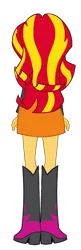 Size: 538x1670 | Tagged: safe, artist:qbert2kcat, derpibooru import, sunset shimmer, human, equestria girls, boots, clothes, female, g4, high heel boots, image, jacket, png, rear view, shirt, shoes, simple background, skirt, transparent background