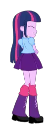 Size: 721x1685 | Tagged: safe, artist:qbert2kcat, derpibooru import, twilight sparkle, human, equestria girls, boots, clothes, female, g4, high heel boots, image, png, shirt, shoes, simple background, skirt, socks, transparent background