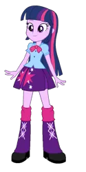 Size: 825x1644 | Tagged: safe, artist:qbert2kcat, derpibooru import, twilight sparkle, equestria girls, g4, image, png, puffy sleeves, simple background, solo, transparent background, twilight sparkle's boots, twilight sparkle's clothes, twilight sparkle's skirt