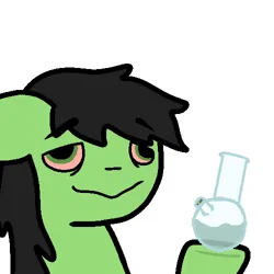 Size: 500x500 | Tagged: safe, artist:illuminartist, derpibooru import, oc, oc:anonfilly, unofficial characters only, earth pony, pony, bong, drugs, female, high, hoof hold, image, marijuana, png, reaction image, simple background, solo, stoned