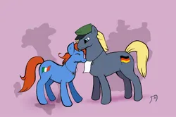 Size: 1280x848 | Tagged: safe, artist:featherhead, derpibooru import, ponified, earth pony, pony, blushing, germany, hetalia, image, italy, jpeg, male, white flag