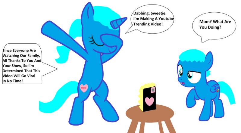 Size: 5024x2776 | Tagged: safe, artist:memeartboi, derpibooru import, ponified, pegasus, pony, unicorn, awesome, beautiful, colt, confused, confusion, cool, cute, dab, duo, duo male and female, female, foal, gumball watterson, heart, horn, image, male, mare, mother, mother and child, mother and son, nicole watterson, phone, png, simple background, style, stylish, surprised, table, the amazing world of gumball, tiktok, trending, video camera, viral, white background, wings, youtube